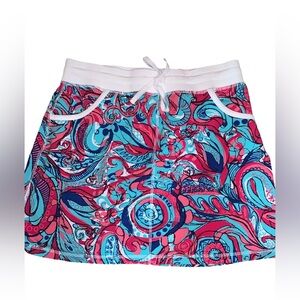 T by Talbots Blue/Pink Abstract Paisley Swirl Print Knit Shorts Skort Sz Medium